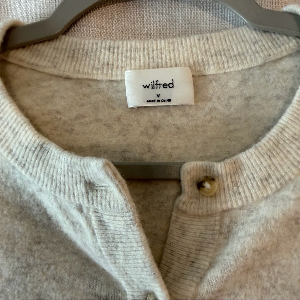 Aritzia Wilfred Sicily Cropped Cardigan Wool Cashmere Blend - Picture 2 of 3
